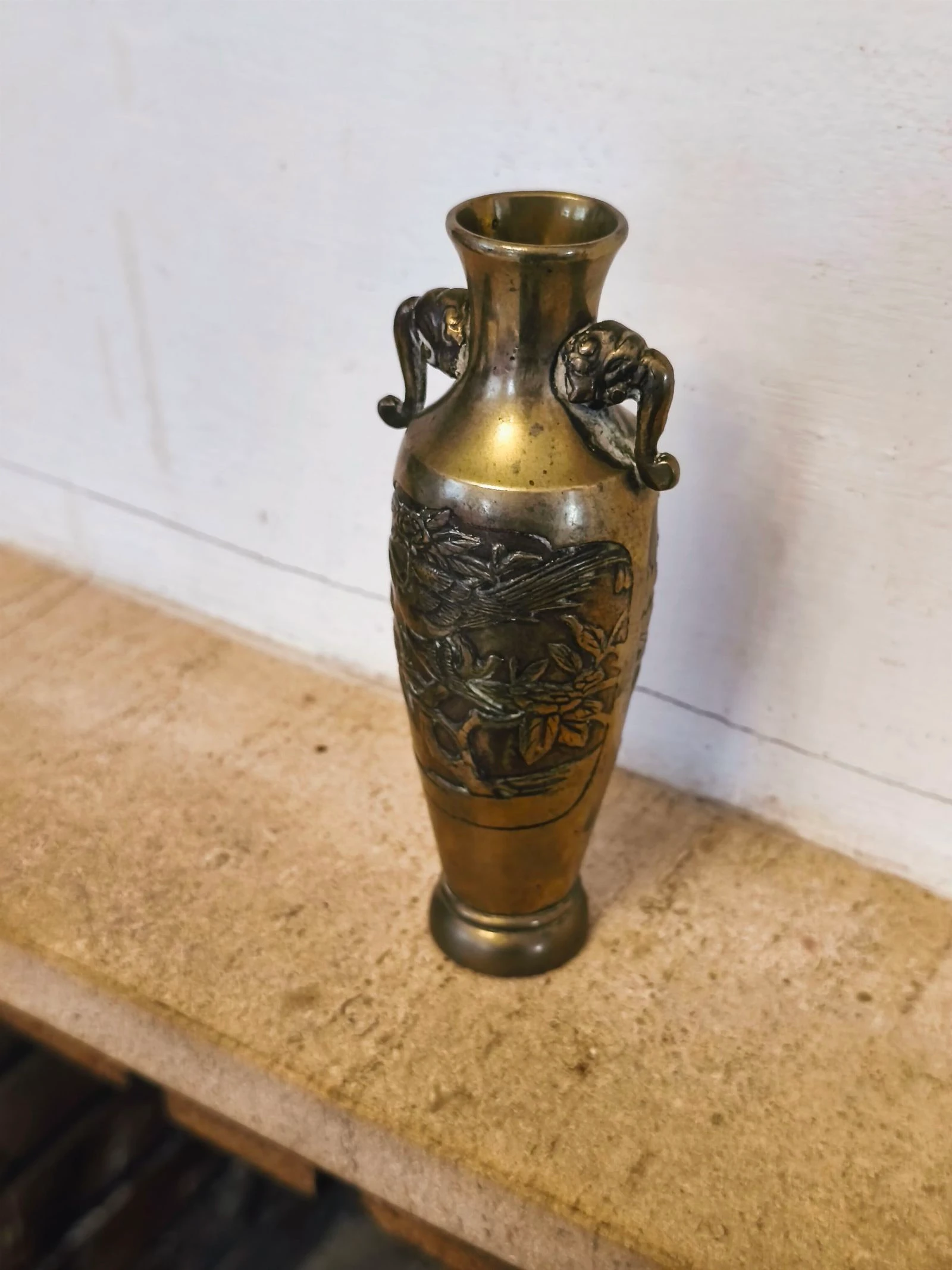 Jarron de bronce antiguo violetero – photo 2